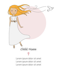 Invitation my first communion girl. Isolated vector