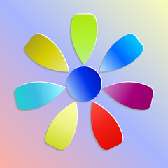 Multicolored flower made of paper. Vector illustration.
