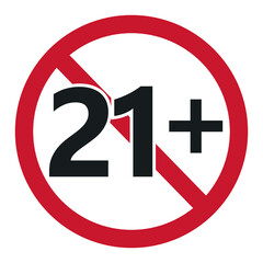 Age restriction symbol. twenty-one plus. Abstract concept, icon