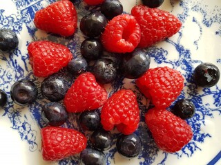 blueberries and raspberries