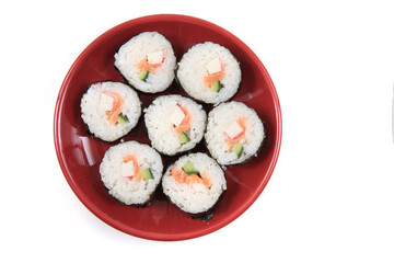 homemade sushi isolated