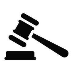 gavel law icon vector.Gavel or ceremonial mallet icon. Small hammer for court of law, auction, meeting or ceremony.