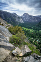 hiking the upper yosemite falls trail in yosemite national park in california, usa