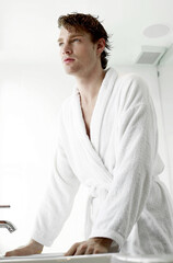 A guy in bath robe