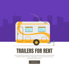 Camping Van for Travelling and Relocation Web Page and Banner Vector Template