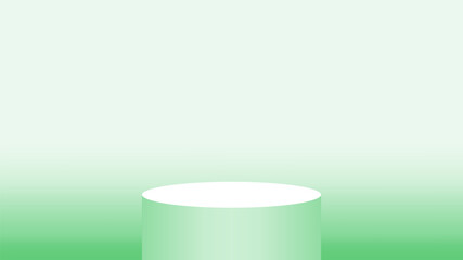 3d pedestal cylinder circle green soft for cosmetics showcase, podium circle stage green pastel soft color, platform 1 step for advertising copy space, one podium round for product display