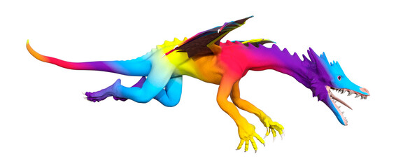 Obraz premium 3D Rendering Fairy Tale Dragon on White