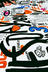 Graffiti hand drawing design texture on paper oriented at an angle