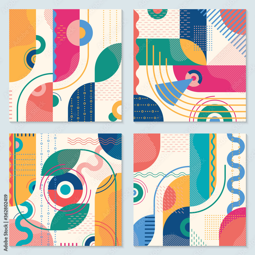 Aufkleber abstract background set with geometric shapes. modern pattern design. template for poster, banner, c