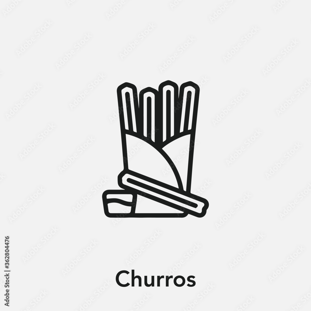 Poster churros icon vector. linear style sign for mobile concept and web design. churro symbol illustration