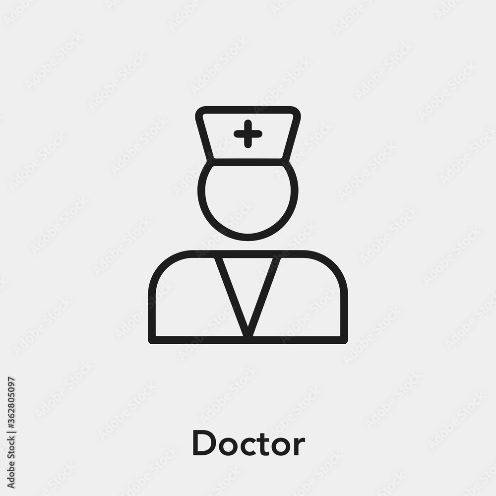 Poster doctor icon vector. linear style sign for mobile concept and web design. doctor symbol illustration.