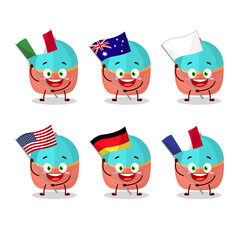Hat cartoon character bring the flags of various countries