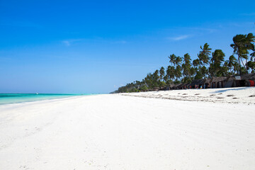 Fototapeta na wymiar Infinity white sand beach with turquoise water on an island. 