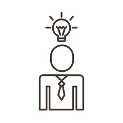 businessman figure in bulb line style icon