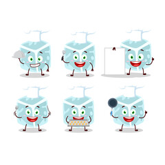 Cartoon character of ice tube with various chef emoticons
