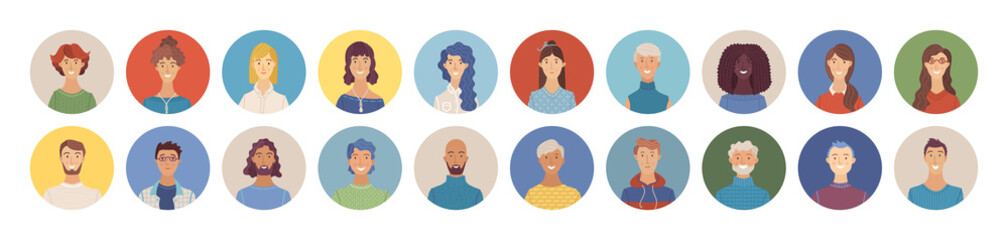 Flat people avatars set