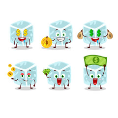 Ice tube cartoon character with cute emoticon bring money