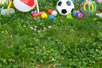draufsicht mit sommer outdoor spielzeug