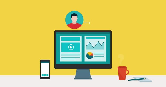 Business people working remotely online on a shared project