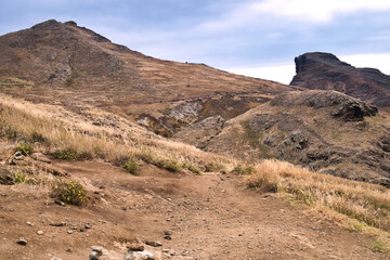 The desert surface of he popular trekking, hiking and walking  trail in Madeira - the most eastern point of the island called Ponta de Sao Lourenco