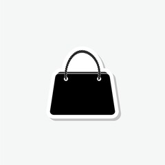 Woman bag sticker icon isolated on gray background