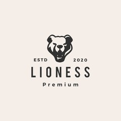 lioness hipster vintage logo vector icon illustration