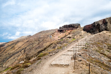 The magnificent dramatic landscape with the red desert dunes on the Ponta de São Lourenço (Saint Lourence cape) on Madeira island
