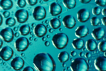 Blue bubbles image. Water bubbles pattern. Macro photography.