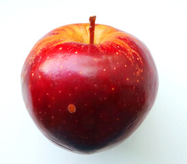 Red, Mature apples on a white background
