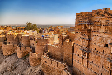 High angle view Sonar (Golden) Fort – Jaisalmer, Houses are seen