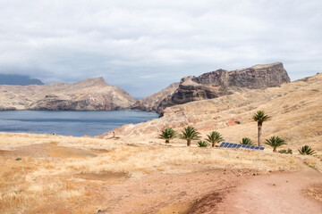 The magnificent dramatic landscape with the red desert dunes on the Ponta de São Lourenço (Saint Lourence cape) on Madeira island