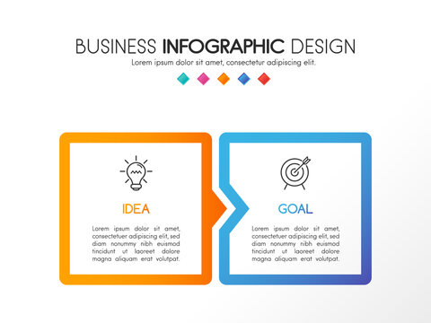 Colourful infographic template with 2 options. Flowchart. Vector