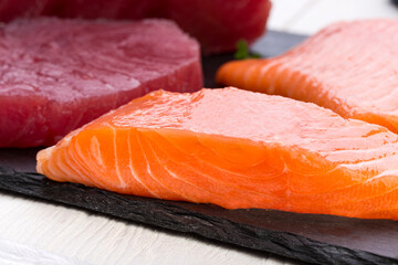 Salmon and tuna fillet
