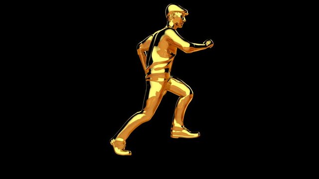 Golden runner seamless loop, against black