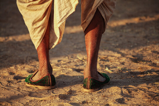 Close up of a Man's legs from Village at Pushkar Camel Fair (Pushkar Cattle Mela)