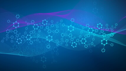 Modern futuristic background of the scientific hexagonal pattern. Virtual abstract background with particle, molecule structure for medical, technology, chemistry, science. Social network vector