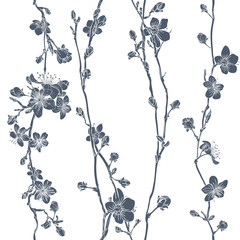 Cotton fabric A Japanese cherry peach blossom sakura flower seamless print pattern background tile design