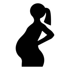 Pregnant woman black silhouette vector sign 