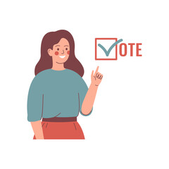 Voting and Election concept. Young Woman activist is calling for votes. Pre-election campaign.