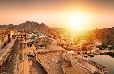 Fototapeta premium A Panoramic view of Surroundings from Amer fort