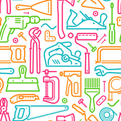 Tools seamless background. Construction repairs, work pattern vector illustration