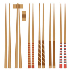 Vector set. Food Chopsticks. Icon, Symbol, Sign Illustration. Japanese, Chinese, Asian Food Chopsticks Isolated.
