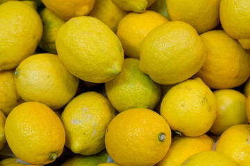 Yellow lemons on the counter