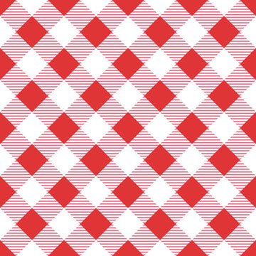 Vector Seamless Red Table Cloth Texture. Diagonal Lines