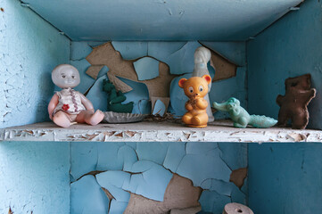 School classroom in Prypiat, Chernobyl exclusion Zone. Chernobyl Nuclear Power Plant Zone of...