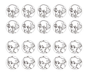 二人の人物の横顔アイコン　表情バリエーション 30