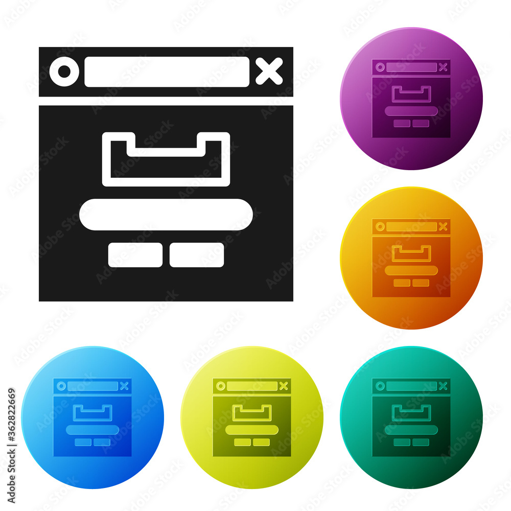 Poster black browser window icon isolated on white background. set icons in color circle buttons. vector il