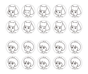 二人の人物の横顔アイコン　表情バリエーション 14