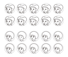 二人の人物の横顔アイコン　表情バリエーション 13