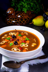 Czerninaa with noodles is a traditional Polish soup